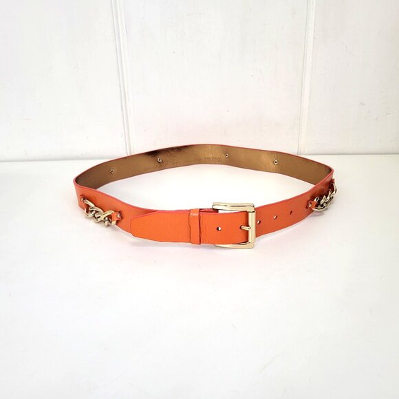 Michael Kors Accessories - Michael Kors Orange Leather Belt with Gold Chain